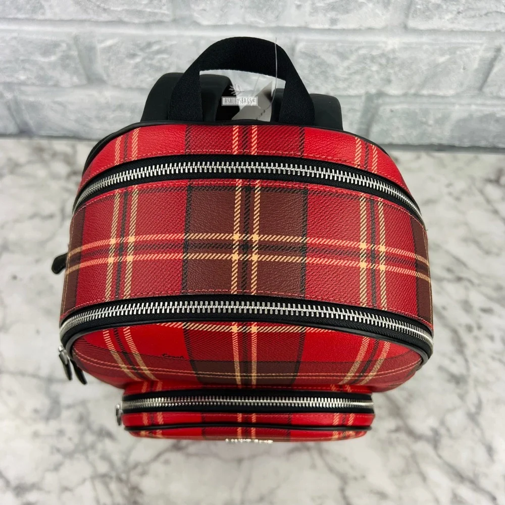 Coach Court Backpack With Tartan Plaid Print - Picture 3 of 16